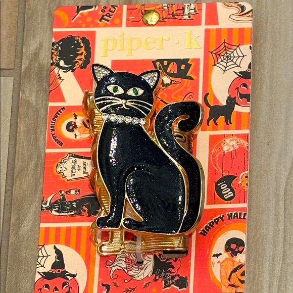 NWT Piper K Black and Gold Cat hair claw clip - Picture 1 of 3